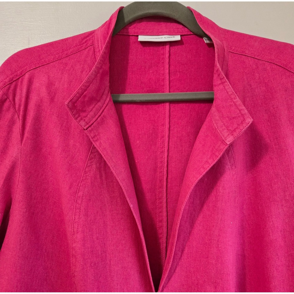Vintage Coldwater Creek Hot Pink Linen Open Front Blazer 3/4 Sleeve Size 2X - Picture 4 of 9